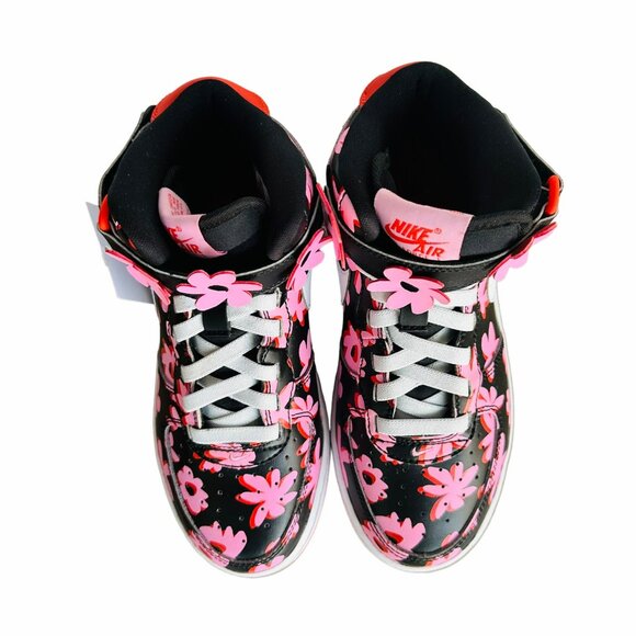 ✨Nike Air Force 1 Mid Top Easy On Size 7Y Kids Shoes Pink Floral FQ3692-001✨ - Picture 5 of 10